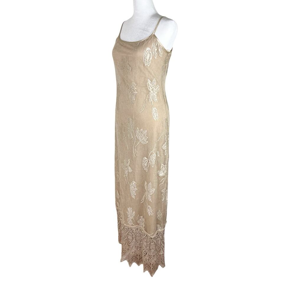 Cache Vintage Nocturn Lace Embroidered Dress Duster Set Beige Formal Size PS - Picture 12 of 16